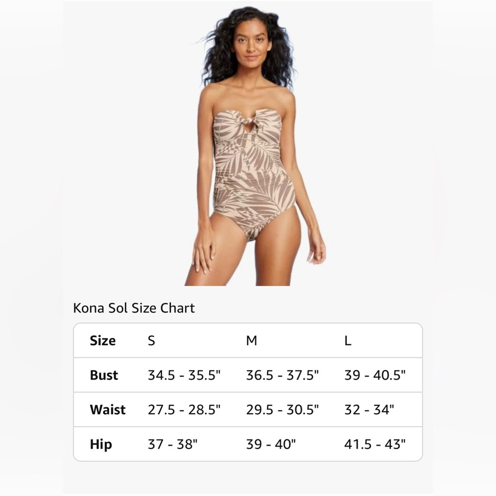 Kona Sol Women's L Palm Pique Bandeau Full Coverage One Piece Swimsuit - EUC! - Picture 15 of 15